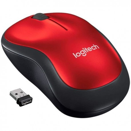 MOUSE LOGITECH M185 ROJO INALAMBRICO USB (910-003635)